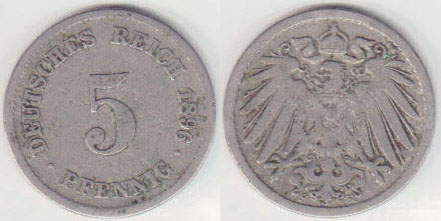 1896 F Germany 5 Pfennig A005342